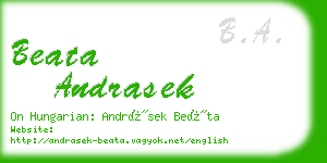 beata andrasek business card